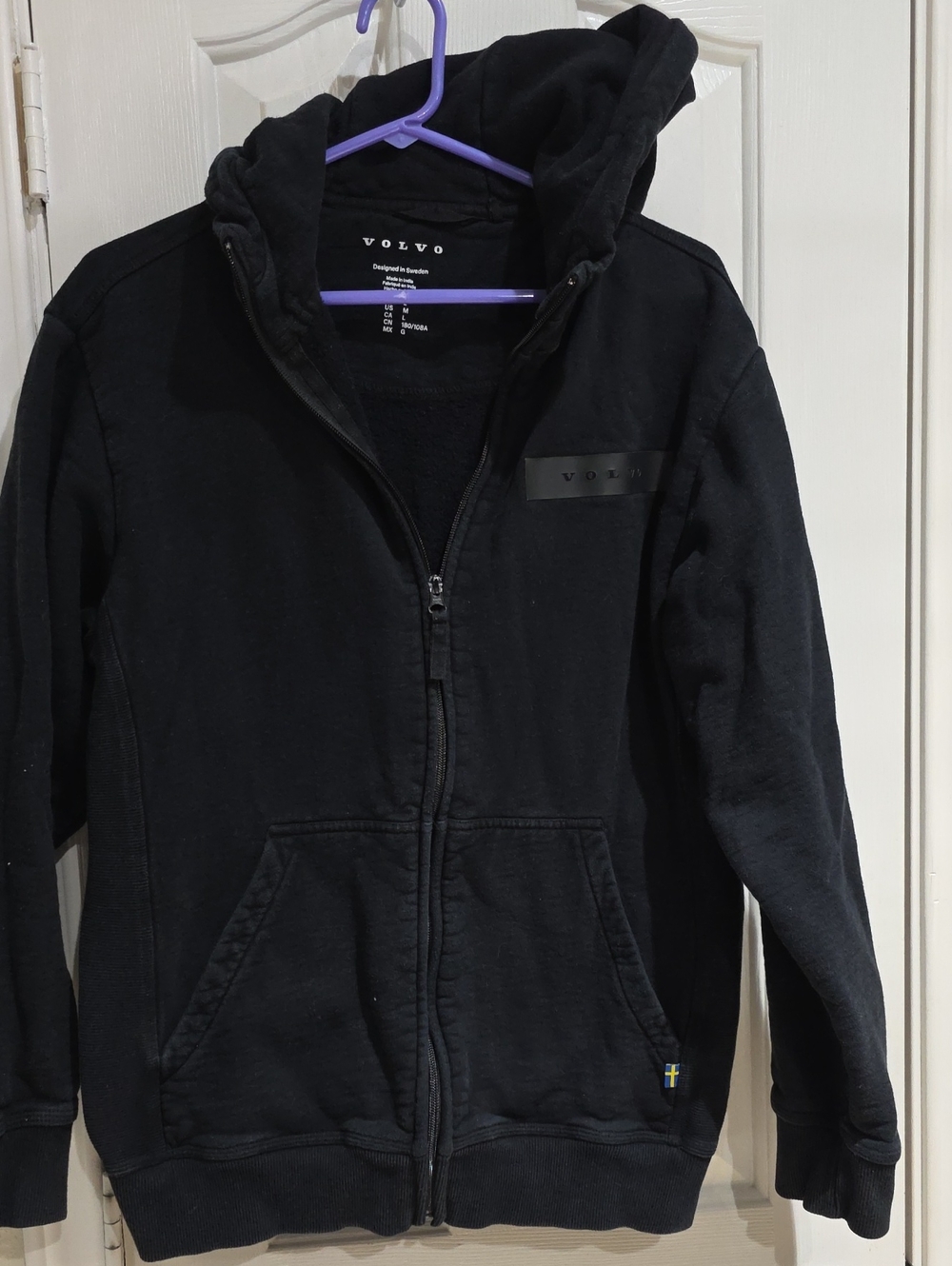 Volvo Black Hooded Zip Jacket Size M